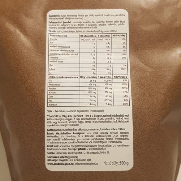 KENDERMAG PROTEIN - BIO/NYERS 600g